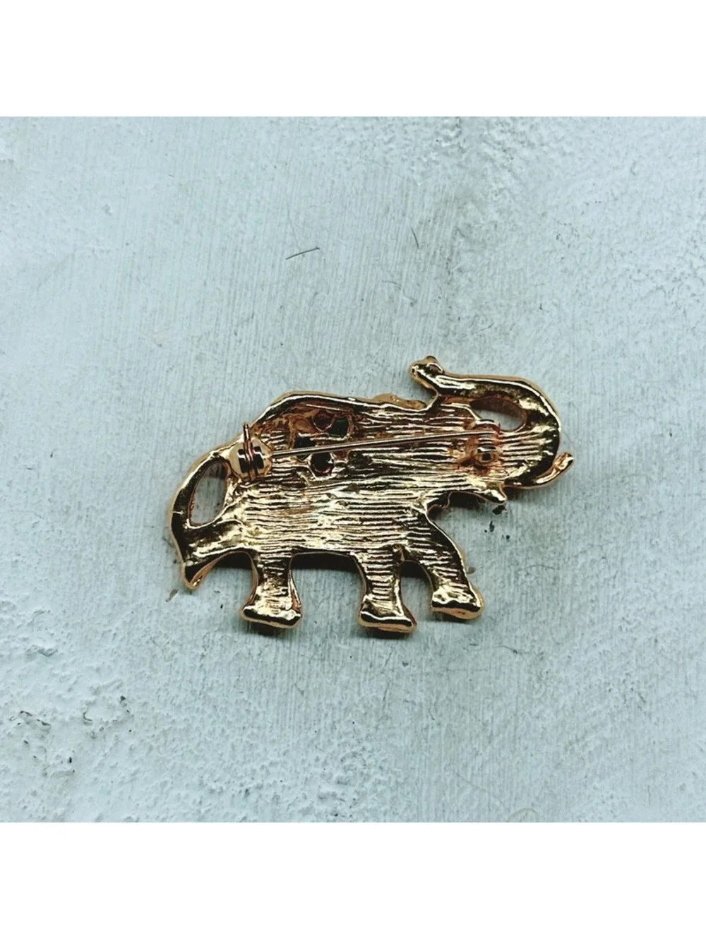 1033mc. Orange Enamel Brooch Elephant Animal